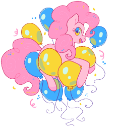 Size: 650x719 | Tagged: safe, artist:heartcade, imported from derpibooru, pinkie pie, earth pony, pony, balloon, confetti, cute, diapinkes, female, heart eyes, mare, open mouth, profile, simple background, solo, that pony sure does love balloons, transparent background, wingding eyes
