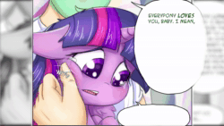 Size: 1280x720 | Tagged: safe, artist:alcor, artist:bronydrumming, artist:cloudybrony, artist:lunamist, imported from derpibooru, twilight sparkle, oc, oc:anon, alicorn, human, pony, comic:display of passion, animated, bipedal, blushing, colored pupils, comic, comic dub, crying, cute, dialogue, ear fluff, estrus, female, floppy ears, grinding, holding a pony, hug, human on pony action, interspecies, lip bite, male, mare, pun, sound, speech bubble, twiabetes, twilight sparkle (alicorn), upset, voice, voice acting, webm