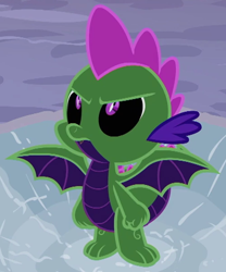 Size: 500x600 | Tagged: safe, edit, imported from ponybooru, screencap, spike, dragon, molt down, creator, cropped, inverted colors, male, solo, spread wings, wings