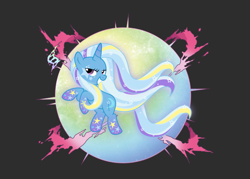 Size: 1507x1080 | Tagged: safe, artist:thehumanboywonder, imported from derpibooru, trixie, unicorn, grin, mega evolution, pokémon, rainbow power, rainbow power-ified, smiling