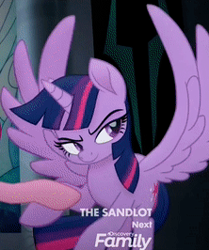 Size: 222x266 | Tagged: safe, imported from derpibooru, screencap, pinkie pie, twilight sparkle, alicorn, earth pony, pony, my little pony: the movie, awesome face, cropped, determined, discovery family logo, female, looking back, mare, the sandlot, twilight sparkle (alicorn)