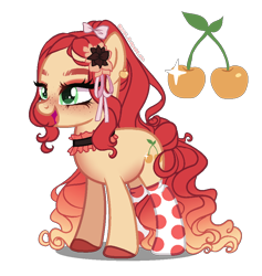 Size: 900x950 | Tagged: safe, artist:gihhbloonde, imported from derpibooru, oc, oc only, earth pony, pony, clothes, female, magical lesbian spawn, mare, offspring, parent:applejack, parent:cherry jubilee, simple background, socks, solo, transparent background