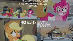 Size: 2000x1125 | Tagged: safe, edit, edited screencap, editor:quoterific, imported from derpibooru, screencap, apple bloom, applejack, big macintosh, granny smith, pinkie pie, earth pony, pony, hearthbreakers, female, male, mare, stallion