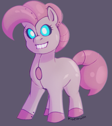 Size: 681x766 | Tagged: safe, artist:pigeorgien, imported from derpibooru, pinkie pie, earth pony, pony, robot, robot pony, my little pony: pony life, spoiler:pony life, spoiler:pony life s02e11, adoracreepy, creepy, cute, diapinkes, female, g4.5, mare, mecha pony, pinkie bot, planet of the apps, pony life, qt-pi3, roboticization, smiling, solo