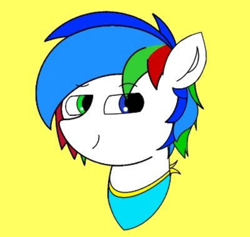 Size: 720x683 | Tagged: artist needed, safe, artist:altersmay87, artist:earthpone06, imported from derpibooru, oc, oc only, oc:tegar priyadi, earth pony, pony, bust, earth pony oc, head, indonesia, jewelry, looking at you, looking back, male, missing horn, missing wing, smiling, solo, white body
