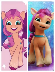 Size: 3106x4096 | Tagged: safe, imported from derpibooru, sunny starscout, earth pony, pony, 3d, comparison, female, g5, mare