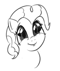 Size: 477x571 | Tagged: safe, artist:treekickerdraws, imported from derpibooru, pinkie pie, earth pony, pony, looking at you, sketch, smiling, solo