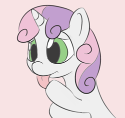 Size: 626x594 | Tagged: safe, artist:treekickerdraws, imported from derpibooru, sweetie belle, pony, unicorn, big eyes, female, filly, licking, solo, taste buds, tongue out