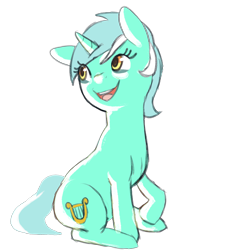 Size: 3000x3000 | Tagged: safe, artist:cuttlefishart, imported from derpibooru, lyra heartstrings, pony, unicorn, high res, sitting, solo