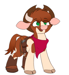 Size: 1024x1114 | Tagged: safe, artist:ljdamz1119, imported from derpibooru, arizona cow, cow, them's fightin' herds, arizona (tfh), bandana, boots, clothes, cloven hooves, community related, cowboy boots, cowboy hat, cowgirl, cowgirl outfit, female, gun, handgun, hat, holster, rope, scarf, shoes, solo, stetson, weapon, western