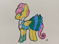 Size: 1280x960 | Tagged: safe, artist:peachi_tea, imported from derpibooru, fluttershy, clothes, dress, traditional art