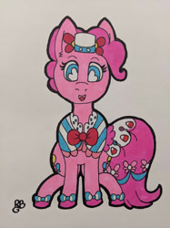 Size: 1280x1707 | Tagged: safe, artist:peachi_tea, imported from derpibooru, pinkie pie, clothes, dress, traditional art