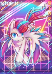 Size: 2480x3508 | Tagged: safe, artist:musicfirewind, artist:wavecipher, imported from derpibooru, zipp storm, pegasus, pony, abstract background, colored wings, female, g5, heart, heart eyes, high res, looking at you, mare, multicolored wings, solo, spread wings, text, triangle, unshorn fetlocks, wingding eyes, wings