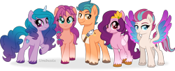 Size: 8592x3500 | Tagged: safe, artist:limedazzle, imported from derpibooru, imported from ponybooru, hitch trailblazer, izzy moonbow, pipp petals, sunny starscout, zipp storm, earth pony, pegasus, pony, unicorn, absurd resolution, adorapipp, adorazipp, braid, cloven hooves, colored wings, cute, cutie mark, female, g4, g5, g5 to g4, generation leap, group, hitchbetes, hoof fluff, izzybetes, looking at you, male, mane five (g5), mare, movie accurate, multicolored wings, raised hoof, raised leg, simple background, smiling, spread wings, stallion, sunnybetes, transparent background, unshorn fetlocks, wings