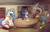 Size: 5100x3300 | Tagged: safe, artist:viwrastupr, imported from derpibooru, discord, princess celestia, roseluck, oc, oc:spark gap, alicorn, bat pony, draconequus, earth pony, pony, fanfic:fine print, absurd resolution, bat pony oc, bat wings, bookshelf, canon x oc, contract, crown, fanfic art, female, food, hoof shoes, hug, jewelry, male, mare, peytral, pillow, regalia, rosegap, stallion, surprised, table, tea, upset, window, winghug, wings