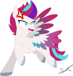 Size: 6718x7002 | Tagged: safe, artist:samsailz, imported from derpibooru, zipp storm, pegasus, pony, absurd resolution, angry, argument, cross-popping veins, female, g5, lineless, mare, open mouth, raised hoof, signature, simple background, solo, spread wings, transparent background, unshorn fetlocks, wings, yelling