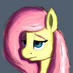 Size: 1800x1800 | Tagged: safe, artist:dummyhorse, artist:phutashi, imported from derpibooru, fluttershy, pony, apathy, bust, female, lidded eyes, looking at you, mare, melancholy, portrait, solo, speedpaint available, three quarter view