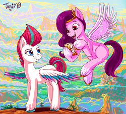 Size: 4749x4314 | Tagged: safe, artist:jowyb, artist:jowybean, imported from derpibooru, imported from ponybooru, pipp petals, zipp storm, pegasus, pony, absurd resolution, adorapipp, adorazipp, cellphone, cute, duo, female, flying, g5, mare, open mouth, phone, siblings, sisters, smartphone, spread wings, wings