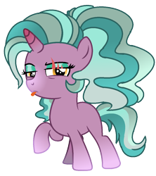 Size: 948x1068 | Tagged: safe, artist:princess-kitsune-tsu, artist:venomous-cookietwt, imported from derpibooru, oc, oc only, oc:lilith glimmer, pony, unicorn, base used, female, filly, offspring, parent:oc:bradon, parent:starlight glimmer, parents:canon x oc, raised hoof, simple background, solo, tongue out, transparent background