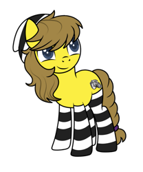 Size: 815x981 | Tagged: safe, artist:kb-gamerartist, derpibooru exclusive, imported from derpibooru, oc, oc only, oc:liz (lisazul9), earth pony, pony, derpibooru community collaboration, 2021 community collab, beanie, clothes, female, hat, mare, simple background, socks, striped socks, transparent background