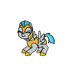 Size: 1170x1200 | Tagged: safe, alternate version, artist:neuro, windstorm, pegasus, pony, animated, dancing, female, gif, guardsmare, mare, royal guard, simple background, solo, transparent background