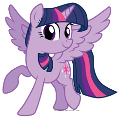 Size: 2053x2000 | Tagged: safe, artist:ravenevert, imported from derpibooru, twilight sparkle, alicorn, pony, cute, female, high res, looking at you, mare, one hoof raised, raised hoof, show accurate, simple background, smiling, solo, spread wings, transparent background, twiabetes, twilight sparkle (alicorn), wings