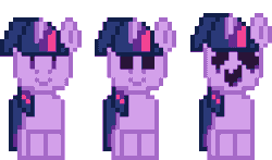 Size: 315x185 | Tagged: safe, artist:horses are fuckin weird, imported from derpibooru, twilight sparkle, unicorn, animated, black sclera, chara, creepy, equestale, face melting, laughing, pixel art, smiling, sprite, undertale, unicorn twilight, wide eyes