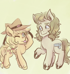 Size: 918x976 | Tagged: safe, artist:mimiporcellini, imported from derpibooru, applejack, earth pony, pony, cowboy hat, crossover, crossover shipping, hat, hol horse, holjack, jojo's bizarre adventure, ponified, shipping