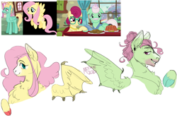 Size: 3543x2362 | Tagged: safe, artist:cryptidmothie, imported from derpibooru, screencap, fluttershy, gentle breeze, posey shy, zephyr breeze, pony, flutter brutter, brother and sister, female, high res, hybrid wings, male, mare, screencap reference, shipping, shys, siblings, simple background, stallion, straight, white background, wings