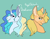 Size: 3000x2345 | Tagged: safe, artist:cryptidmothie, imported from derpibooru, oc, oc:cloudlancer, oc:royal orchard, pony, unicorn, brothers, bust, half-siblings, high res, male, offspring, parent:applejack, parent:prince blueblood, parent:rainbow dash, parents:bluedash, parents:bluejack, siblings