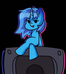 Size: 892x994 | Tagged: safe, artist:silverstararts, imported from derpibooru, oc, oc only, pony, unicorn, crossed legs, friday night funkin', girlfriend (friday night funkin), lidded eyes, looking at you, smiling, solo, speaker