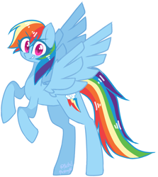 Size: 1526x1713 | Tagged: safe, artist:inkp0ne, artist:softpound, imported from derpibooru, rainbow dash, pegasus, pony, grin, looking at you, rearing, smiling, solo, spread wings, wings