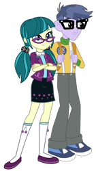 Size: 1242x2208 | Tagged: safe, artist:mixiepie, artist:skyfallerart, edit, imported from derpibooru, juniper montage, microchips, equestria girls, movie magic, spoiler:eqg specials, backpack, clothes, crack shipping, crossed arms, female, glasses, kneesocks, male, microjuniper, pigtails, shipping, simple background, skirt, smiling, socks, straight, transparent background, vector