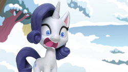 Size: 1920x1080 | Tagged: safe, imported from derpibooru, screencap, rarity, pony, my little pony: pony life, my little pony: stop motion short, snow pony contest (short), g4.5, pony life, screaming, solo, stop motion