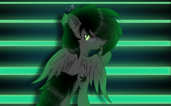 Size: 1750x1093 | Tagged: source needed, useless source url, safe, artist:jadebreeze115, imported from derpibooru, oc, oc:bittersweet high, pegasus, bipedal, bipedal leaning, cigar, cigarette, ear fluff, flank, glow, glowing, glowing eyes, green eyes, hemp leaf, leaning, neon, pegasus oc, spread wings, wings