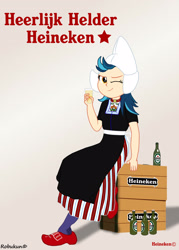 Size: 2070x2898 | Tagged: safe, artist:robukun, imported from derpibooru, indigo zap, equestria girls, alcohol, beer, dutch, dutch cap, hat, heineken, high res, netherlands