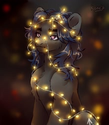 Size: 1880x2160 | Tagged: safe, artist:konejo, imported from derpibooru, oc, oc only, oc:mattriel, earth pony, pony, solo, string lights