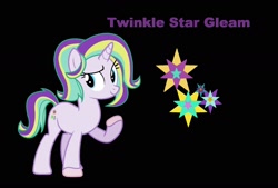 Size: 2008x1356 | Tagged: safe, artist:kucysia123, imported from derpibooru, oc, oc:twinkle star, oc:twinkle star gleam, pony, unicorn, base used, black background, offspring, parent:prince blueblood, parent:starlight glimmer, parents:bluelight, simple background