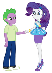 Size: 914x1284 | Tagged: safe, artist:georgegarza01, imported from derpibooru, rarity, spike, human, equestria girls, equestria girls-ified, female, holding hands, human spike, humanized, male, rarity peplum dress, shipping, show accurate, simple background, sparity, straight, transparent background