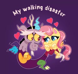 Size: 1706x1621 | Tagged: safe, artist:__squee, imported from derpibooru, discord, fluttershy, draconequus, pegasus, pony, my little pony: pony life, colored pupils, cute, discoshy, discute, duo, female, g4.5, heart, male, mare, pony life, shipping, shyabetes, straight