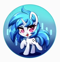 Size: 994x1024 | Tagged: safe, artist:cryptidhaze, imported from derpibooru, dj pon-3, vinyl scratch, pony, unicorn, chibi, colored pupils, cute, looking at you, missing accessory, no glasses, open mouth, solo, vinylbetes