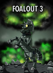 Size: 600x825 | Tagged: safe, artist:omny87, imported from derpibooru, pony, armor, crossover, explosion, fallout, fallout 3, male, mushroom cloud, nuclear explosion, parody, rearing, solo, stallion