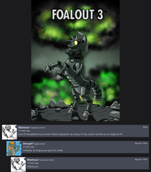 Size: 1024x1171 | Tagged: safe, artist:omny87, imported from derpibooru, screencap, pony, fallout equestria, 2011, aged like wine, armor, brony history, crossover, explosion, fallout, fallout 3, furaffinity, it begins, kkat, mushroom cloud, nuclear explosion, parody