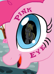 Size: 850x1169 | Tagged: safe, artist:jaestring, imported from derpibooru, derpy hooves, pinkie pie, earth pony, pegasus, pony, derpypie, eye reflection, fanfic, fanfic art, fanfic cover, female, lesbian, reflection, shipping, speedpaint