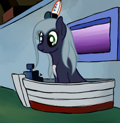 Size: 629x646 | Tagged: safe, artist:ahorseofcourse, oc, oc only, oc:belle luga, original species, pony, whale, cash register, featured image, female, krusty krab, solo, spongebob squarepants, whale pony