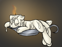 Size: 1000x750 | Tagged: safe, artist:ahorseofcourse, oc, oc only, object pony, original species, candle, candle pony, eyes closed, ponified, sleeping, smiling, solo, wax