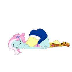 Size: 2952x2952 | Tagged: safe, alternate version, artist:gmaplay, imported from derpibooru, kerfuffle, equestria girls, rainbow roadtrip, alternate character, amputee, ass, ass up, butt, face down ass up, high res, prosthetic leg, prosthetic limb, prosthetics, simple background, sleeping, solo, transparent background