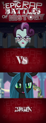 Size: 1024x2730 | Tagged: safe, edit, edited screencap, imported from derpibooru, screencap, principal abacus cinch, queen chrysalis, a canterlot wedding, equestria girls, friendship games, ear piercing, earring, epic rap battles of history, glasses, jewelry, narrowed eyes, pearl earrings, piercing, versus