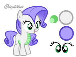 Size: 1024x768 | Tagged: safe, artist:auroramagical, imported from derpibooru, oc, oc only, oc:saphira sparkle, dracony, hybrid, base used, interspecies offspring, offspring, parent:rarity, parent:spike, parents:sparity, reference sheet, simple background, solo, transparent background