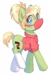 Size: 2728x4096 | Tagged: safe, artist:patchnpaw, imported from derpibooru, oc, oc only, oc:milli, pony, coronavirus, eponafest, female, mascot, mask, solo